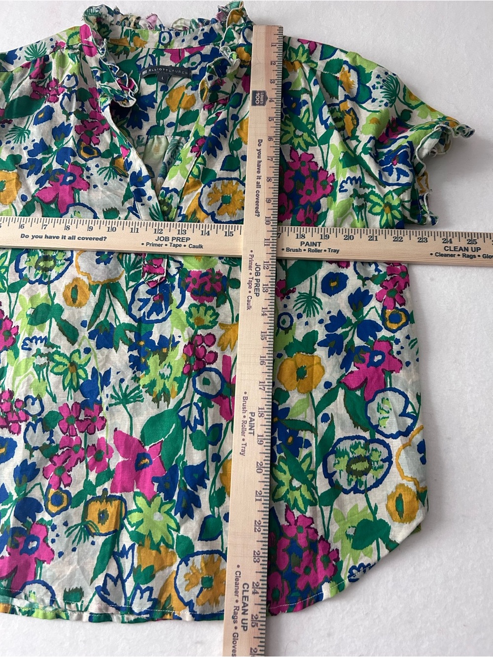 Elliott Lauren Bright Floral Short Sleeve Blouse - Green, Pink, Blue, Yellow - Picture 8 of 8